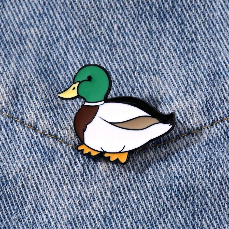 蓝绿色珐琅胸针 时尚鸭子装饰胸针 衣领徽章 包包别针 珠宝礼品 2025 新款圣诞男士礼物 包包别针 - 彩色 - 查看 1
