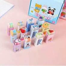 Gomas de borrar de goma con diseños de dibujos animados, creativas y lindas para estudiantes, gomas de borrar de bajo polvo, gomas de borrar en rebanadas para útiles escolares de primaria