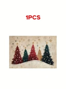 1/4/6/8/12 piezas Individuales para mesa de comedor, individuales con patrón de árboles de Navidad y invierno, individuales antideslizantes/fáciles de limpiar para decoración de mesa de comedor, fiesta y cocina - Caqui - Ver 13
