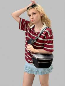 DareSee Fashion Chest Bag With Wide Strap, Large Capacity Shoulder & Crossbody Bag, Minimalist Dumpling Bag For Commuting, Western Purse For Women, Bohemia Style Bag For Women Music Fest Y2KFest Back To School Autumn Winter Gifts - Black - View 1