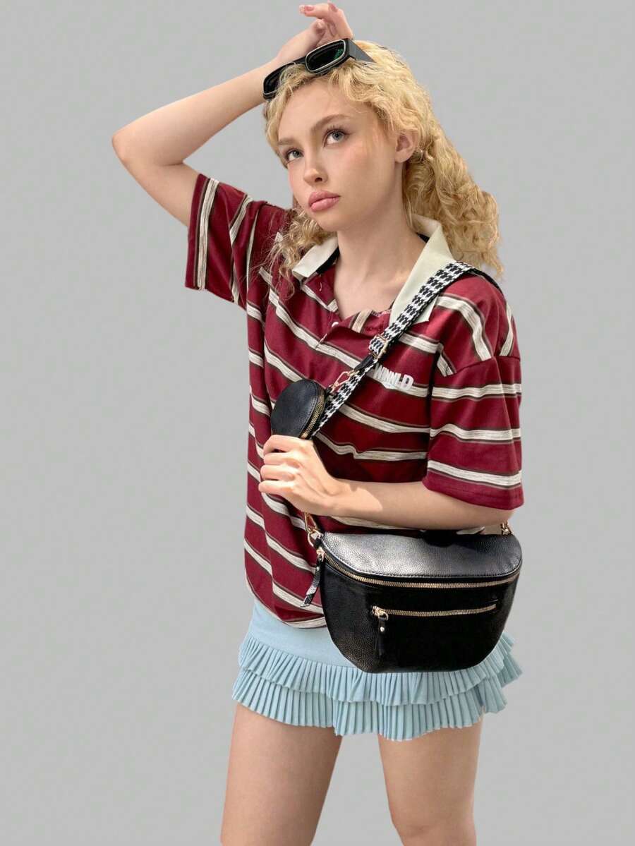 DareSee Fashion Chest Bag With Wide Strap, Large Capacity Shoulder & Crossbody Bag, Minimalist Dumpling Bag For Commuting, Western Purse For Women, Bohemia Style Bag For Women Music Fest Y2KFest Back To School Autumn Winter Gifts - Black - View 1