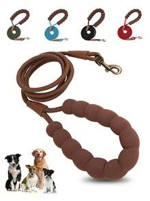 1pc Retro Foam Handle Dog Leash, 0.8cm Width High Density Braided Nylon Rope, Zinc Alloy Lock Buckle, Suitable For Pet Collars And Pet Harnesses With Loops.