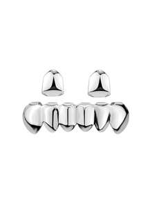 3 قطع من الغرلز بطراز بانك لامع، غرلز أسنان بسطح ناعم، إكسسوارات مجوهرات يونيسكس كهدية