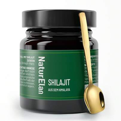 NaturElan Shilajit Original Himalaya Mumijo - 75% Fulvinsäure Hochdosiert, 70 Tage Vorrat, Mit Natürlicher Huminsäure Und Mineralien, Vegan Und Frei Von Zusätzen, in Deutschland Produziert, 35g