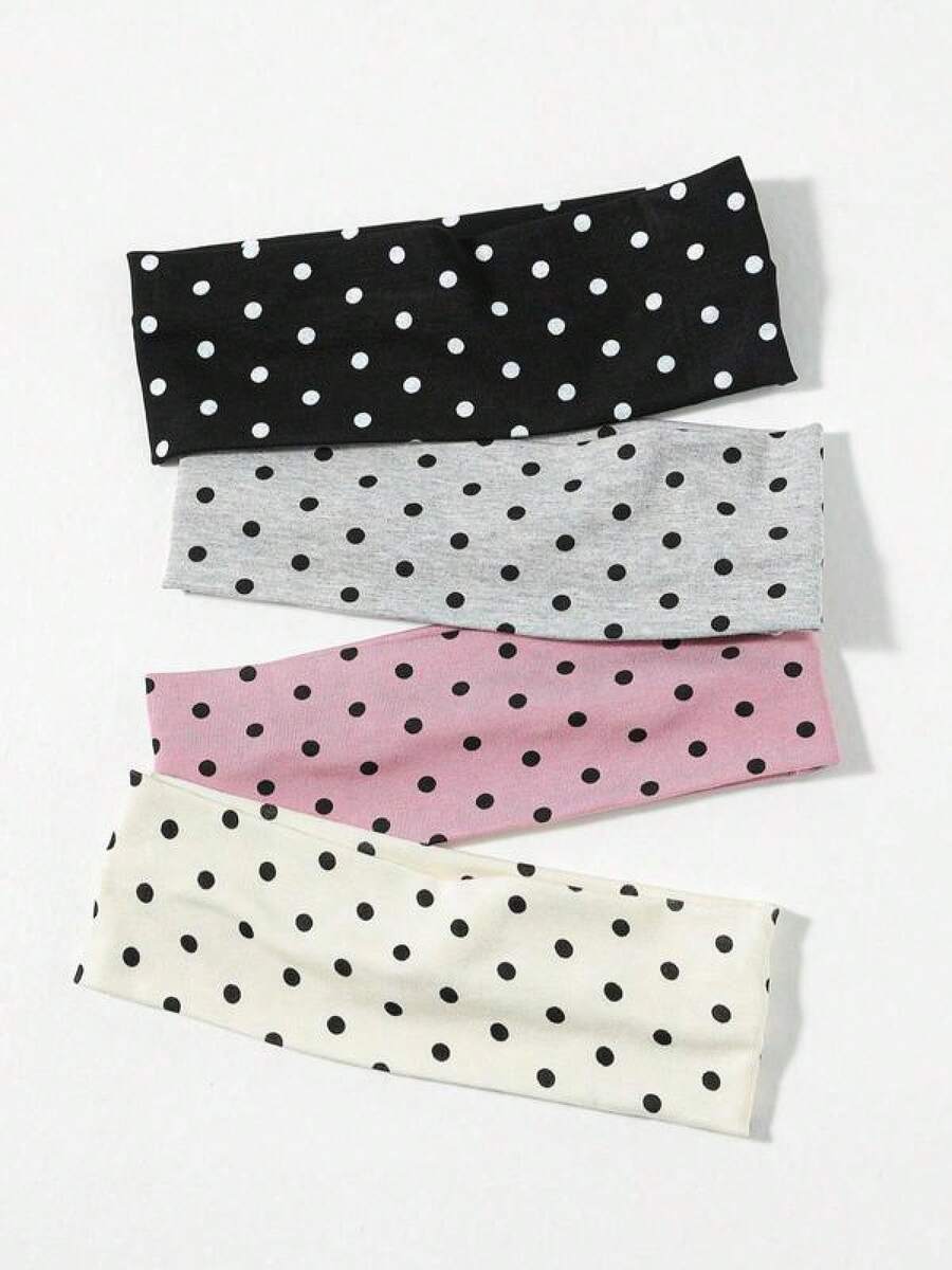 Polka Dot Pattern Hair Band, Casual Simple Hair Accessories For Women & Girls, Minimalist Headwear Suitable For Thick Hair - 黑色 - 查看 1
