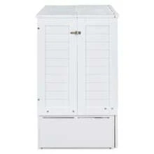 =(WX000705AAK) 140 X 200 Mobile Murphy Bed With Drawers At The End Of The Bed And A Small Shelf On The Side Of The Bed, Convertible Platform Beds, White - 1 - 查看 8