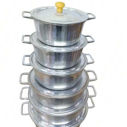 jogo de panelas em alumino batido grosso fundido alça de alumínio