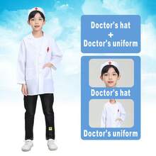 1 套儿童医生角色扮演服装，适合男孩女孩幼儿园学生的职业体验服装，家庭角色扮演游戏，亲子互动，万圣节表演，圣诞礼物 - 彩色 - 查看 7