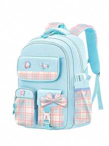 1 件女孩学校背包，可爱儿童背包，女孩小学生背包带隔层，返校礼物