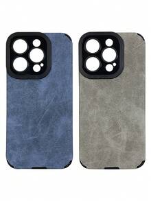 简约奢华仿皮纹理纯色材质，含2个天使眼贴纸，防摔手机壳，兼容，镜头保护，奢华灰，简约蓝，纯色，奢华仿皮纹理手机壳，兼容 16、16 Pro Max、16 Pro、16 Plus，春季派对礼物 - 彩色 - 查看 39