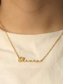 Customized Women's Stainless Steel Name Necklace, Gold Box Chain Personalized Font Jewelry Gift For Girlfriend, Family