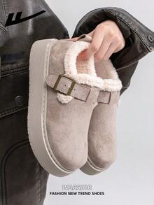 WARRIOR 1 双女式保暖内衬厚雪地靴，2025 秋冬新品，筒状设计，厚底，时尚短筒靴，一脚蹬，冬季保暖户外鞋 - 米色 - 查看 6