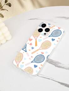 1PC Funda de teléfono con diseño de raquetas de tenis y corazones, estilo minimalista, protector contra caídas, carcasa transparente de alta transparencia, compatible con iPhone16/15/14/13/12/11/Pro/ProMax, compatible con Galaxy A34/A35/A54/A55,Galaxy S20/S21/S22/S23/S24 Ultra/Plus, compatible con Moto/Galaxy/Redmi/Honor/OPPO, agarre cómodo, regalo festivo para amigos, novia, novio, familia - transparente - Ver 8