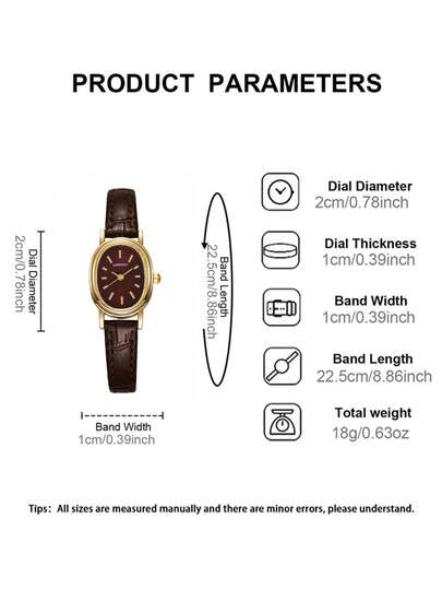 LI Piece Vintage, Elegante Oval Case, PU Belt Watch, Elegant, Delicate, Lovely Small Dial Rhinestone Perfect Everyday Wear, Birthday s, Parties, Holiday Gatherings, As The Ideal Yourself Or Friends view 6