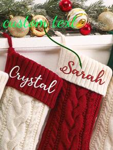 1pc Personalized 2025 Embroidered Christmas Stockings, Knitted Family Stockings, Personalized Christmas Stockings With Names, Holiday Stockings, Christmas Family Gifts - Multicolor - View 3