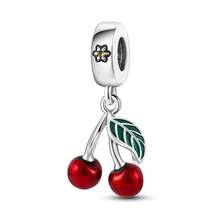 1 Pc Sliver Color Classic Red Collection Mushroom Pomegranate Cherry Strawberry Watermelon Chili Motorcycle Dress Luggage Temperature Gauge Charm Fit Original Bracelet Necklace Pendant Beads For Diy Jewelry Making Women Girl Birthday Jewelry Gift For Friends