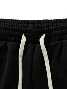 男士休闲老款男士条纹阔腿裤 - 黑色 - 查看 4