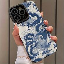 Una funda de teléfono simple y personalizada con patrones tradicionales de dragones azules y blancos, a prueba de caídas, antiarrugas y a prueba de polvo, adecuada para  17/17 Air/17 Pro/17 Pro Max/  16/16 Pro/16 Pro/Max/16 Plus/15/15 Pro Max/15 Pro/15 Plus/14/14 Pro/14 Plus/14 Pro Max/13/113 Pro/13 Pro Max/12/12 Pro/12 Pro Max/111111 Pro/11 Pro Max. Duradera, resistente a las manchas y a las huellas dactilares, es el regalo de cumpleaños perfecto para novias, novios, esposos, esposas, amigos o para uno mismo. - Negro 248 - Ver 4