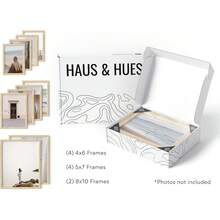 HAUS AND HUES Beige Oak Gallery Wall Frames 10 Pack - Tabletop Picture & Photo Frames Set With Two 8x10, Four 5x7, Four 4x6 - Includes American Oak, Shatterproof Plexi - Ideal For Home Or Office