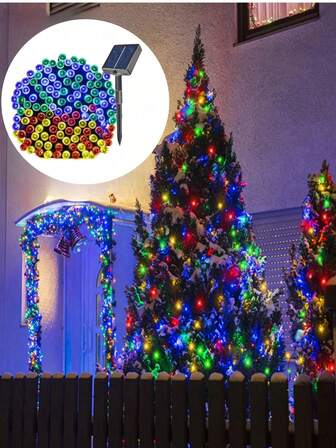 1 件太阳能户外灯串，20/100/200/300 LED 多色太阳能仙女灯，适用于圣诞装饰、花园、圣诞树、露台、墙壁、派对、婚礼、音乐节、户外装饰