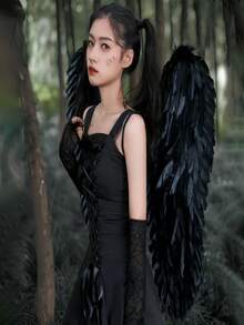 1件天使羽毛翅膀，圣诞派对用品，成人及儿童舞台表演服装配饰，复活节天使翅膀道具，万圣节服装羽毛翅膀，儿童及成人摄影道具，仙女翅膀服装配饰，戏剧道具，主题派对，节日派对用品，圣诞派对用品 - 彩色 - 查看 7