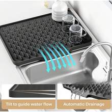 Non-Slip Silicone Drying Mat For Kitchen, Built-In Drainage Design, Heat-Resistant & Easy To Clean, Suitable For Countertops, Sinks, And Refrigerators, 2 Styles Available, Keeps Your Kitchen Dry, Perfect Christmas Or Halloween Gift - Multicolor - View 2