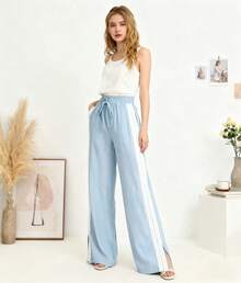 CALÇA  PANTALONA KIARA ELASTICO   MARRANT FEMENINA FASHION - Azul bebê - Visão 1