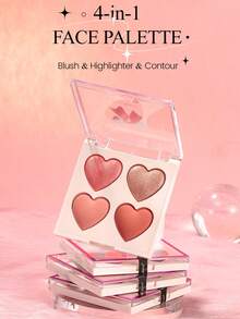 1pc Face Blush & Highlighter Palette, Face Brightening & Contouring Highlighter, Waterproof & Sweat-Proof, Natural Matte Blush & Highlighter Palette - Multicolor - View 6