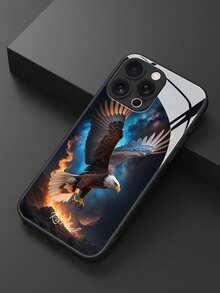 1pc Customized High-Definition Glass Phone Case With Stylish And Cool Eagle Pattern, Compatible With IPhone 17 Pro Max/16 Pro Max/15/14 Plus/13 Pro/12 Pro Max/11/Xs Max/8/7/6 Plus, S24 Ultra/S25 Ultra, Fashionable, Colorful, Cute, Fun, Minimalist, Matching Phone Case