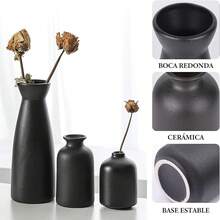 Jarrones de Cerámica,Pequeño Florero para Centro de Mesa,Jarrón Clásico,para La Decoración del Hogar Moderno,Mesa de la Boda,Fiesta,Escritorio,Sala de Estar,Dormitorio de Oficina - Negro - Ver 3