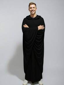 HALLOWEEN Túnica con Capucha para Hombres Capa de Bruja Accesorio de Disfraz de Disfraz Cosplay Festividad Noviembre Dia de Muertos Disfraces Fiesta Nocturna - Negro - Ver 4