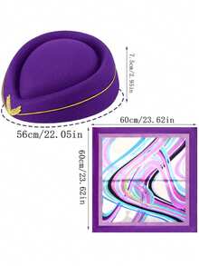 D EXCEED 1/2/3 Pcs Stewardess Hat, Scarf & Airplane Pin Set – Women's Flight Attendant Cosplay Accessories For Halloween, Themed Parties & Costume Events - Multicolor - View 9