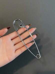 1pc Women's Oversized Paperclip Shaped Metal Hair Clip, Minimalist Style Bun Holder Hair Accessory Hair Pin Hair Bun Maker Bun Hair Piece Hair Styling Pins - 銀色 - 查看 2