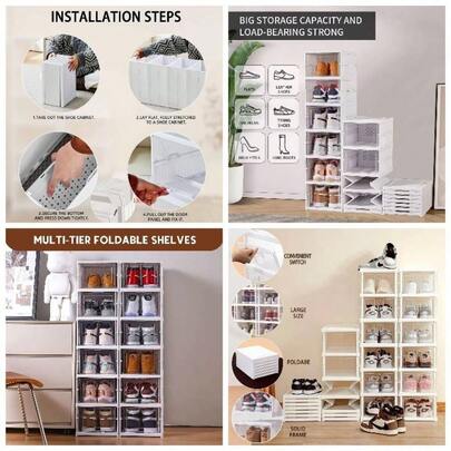 Zapatero con Cubierta, 6 Niveles Armario de Almacenamiento de Zapatos, Cajas de Almacenamiento de Zapatos, Para Almacenar y Guardar los Zapatos, Organizador1 columna