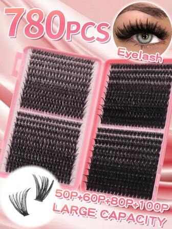 特价优惠！800 簇超浓密假睫毛（50D/60D/80D/100D 混合装），长度 8-16mm 混合装，DIY 假睫毛嫁接套装，打造自然妆容或派对/化妆妆容 - 礼盒套装！