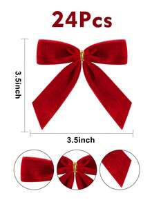 24 قطعة فيلفت أقواس عيد الميلاد - أقواس ربطة الشريط البوليستر بطراز عتيق للأكاليل والهدايا والحرف اليدوية والزفاف والحفلات وأكياس الحلوى والمعالجة - ديكور منزلي احتفالي لعيد الميلاد والفصح وعيد الشكر والعام الجديد - بدون ريش أو كهرباء