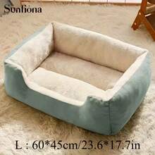 SUNFIONA 四季方形毛绒宠物床带垫 - 柔软舒适的羊毛中型猫和小型犬沙发床,开放式顶部设计,耐用易清洁的可折叠室内窝,适用于卧室、客厅、阳台 - 为小猫和小型犬提供温暖的庇护所,猫床,舒适的宠物家具,毛绒宠物床上用品,可折叠宠物床,涤纶宠物床 - 彩色 - 查看 25