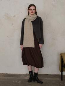 1 szt. damski szalik w kratę z mieszanki wełny, w jednolitym kolorze, swobodny, przyjazny dla skóry, odpowiedni na wyjścia, do codziennych dojazdów jesienią/zimą