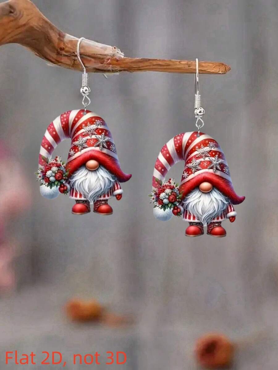 Hoa tai mặt dây chuyền hình ông già Noel đỏ thanh lịch 2D quyến rũ, phong cách thiết kế tinh tế, acrylic phẳng in hai mặt, quà tặng hoàn hảo cho Halloween, Lễ tạ ơn, Giáng sinh, Ngày lễ tình nhân, kỷ niệm, sinh nhật, ngày lễ, đa năng cho kỳ nghỉ, tiệc tùng, đeo hàng ngày