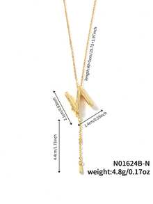 1pc Fashionable Versatile Simple Copper Zirconia Letter Necklace - Yellow Gold - View 23