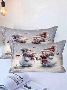 2/3pcs Snowman Christmas Bed Comforter Set, Cute Cartoon Duvet Cover Bed Sheets Set -Bedding Set, With 1 Duvet Cover And 1-2 Pillowcases, King-Size Bedspread, Soft Skin-Friendly Polyester, Machine Washable, Dry Clean,Suitable For Room/Bedroom/Home Decoration.