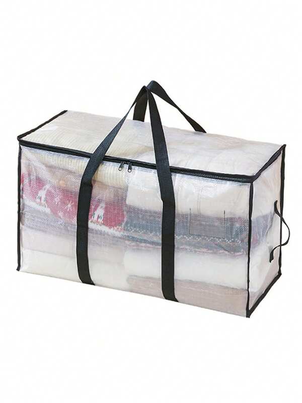 Extra Large Moving Bag, Heavy Duty Clothing Storage Tote, Moving Supplies, Transparent Packaging Duffel Bag With Double Zippers And Sturdy Handles, Suitable For Moving Use, Student Dormitories