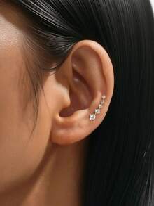 1 件 925 纯银平背简约流苏耳钉，适合耳骨穿孔，精美珠宝 - 非常适合女性日常穿着/婚礼/派对/情人节/订婚 - 金色 - 查看 14