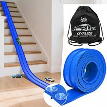 15ft Flexible Race Track With Suction Cups For Rollup Portable DIY Racing Course - Attachable To Windows And Doors For Collision, Jumping, Tunnel Loops, And Theme Challenges - Ideal Indoor Sports Playset For Family Fun, Easy Setup, PVC Construction, Lightweight And Foldable With Quick-Release Clips, Suitable For Parties, Holidays, And Creative Learning, Enhancing Coordination, Spatial Awareness, And Motor Skills In Kids And Teens - Multicolor - View 1