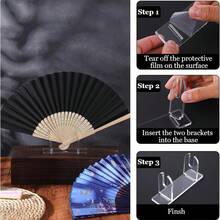 4pcs Acrylic Folding Fan Display Stand, Transparent Fan Holder, Easel, Hand Fan Stand, Collapsible Hand Fan Display Base, Fan Storage Rack - Multicolor - View 11