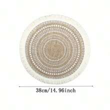 1/4/6pcs Geometric Round Placemats, 14.96 Inches - Rustic Woven Jute Placemats With Tassel Decor, Suitable For Dining Room And Kitchen Table Decoration, Black