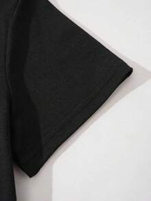 Ropa de Verano para Mujer| Camiseta corta para mujer con diseño de cuello redondo, ropa femenina casual y elegante. MXKS - Negro - Ver 5