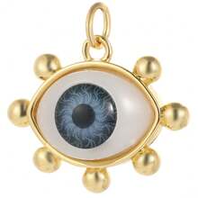 1pc Handmade Copper Eye Pendant, Personalized, DIY Necklace, Bracelet, Keychain Jewelry Pendant, Suitable For Thanksgiving Wear Or Gift - Gold - View 3