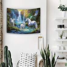 1 pièce Toile de fond décorative avec motif licorne magique, convient pour la chambre, le salon, le bureau, la décoration de la maison, kit d'installation inclus