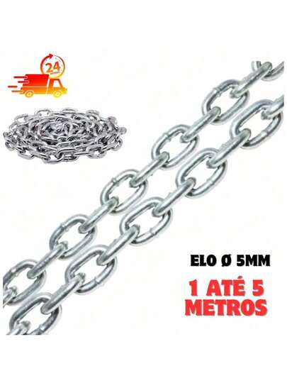 Corrente elo Soldada 5mm zincada vendida em 1 até 5 metros